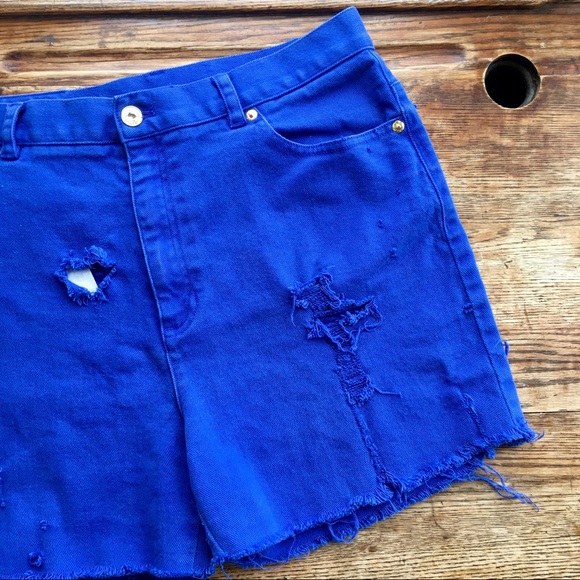 Vintage Ralph Lauren—Destroyed Bright Blue Cutoffs - Picture 4 of 7